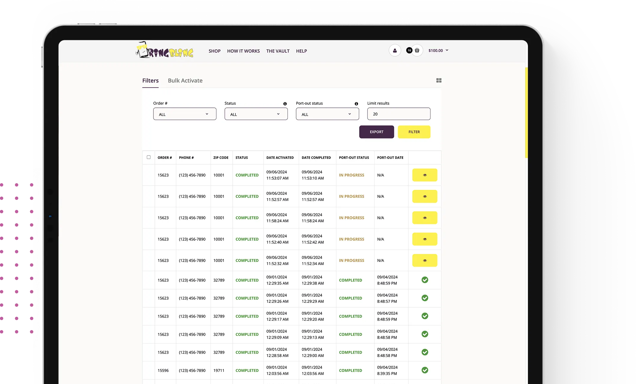 Port Phone Number Dealer Dashboard